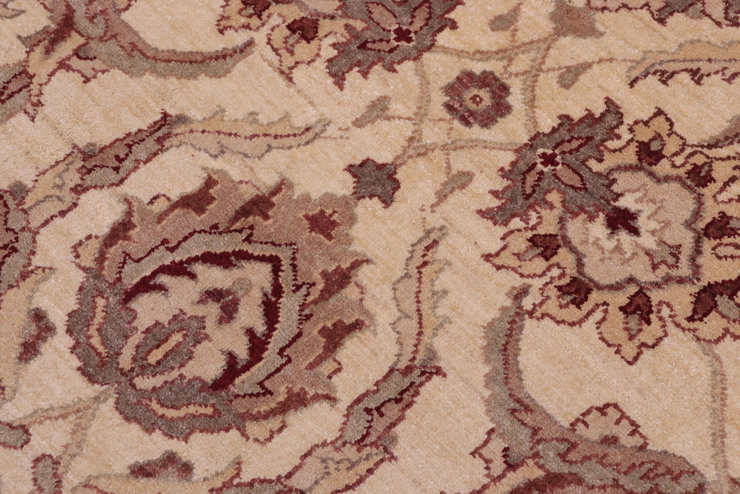 handmade Transitional Kafkaz Ivory Brown Hand Knotted RECTANGLE 100% WOOL area rug 5' x 7'