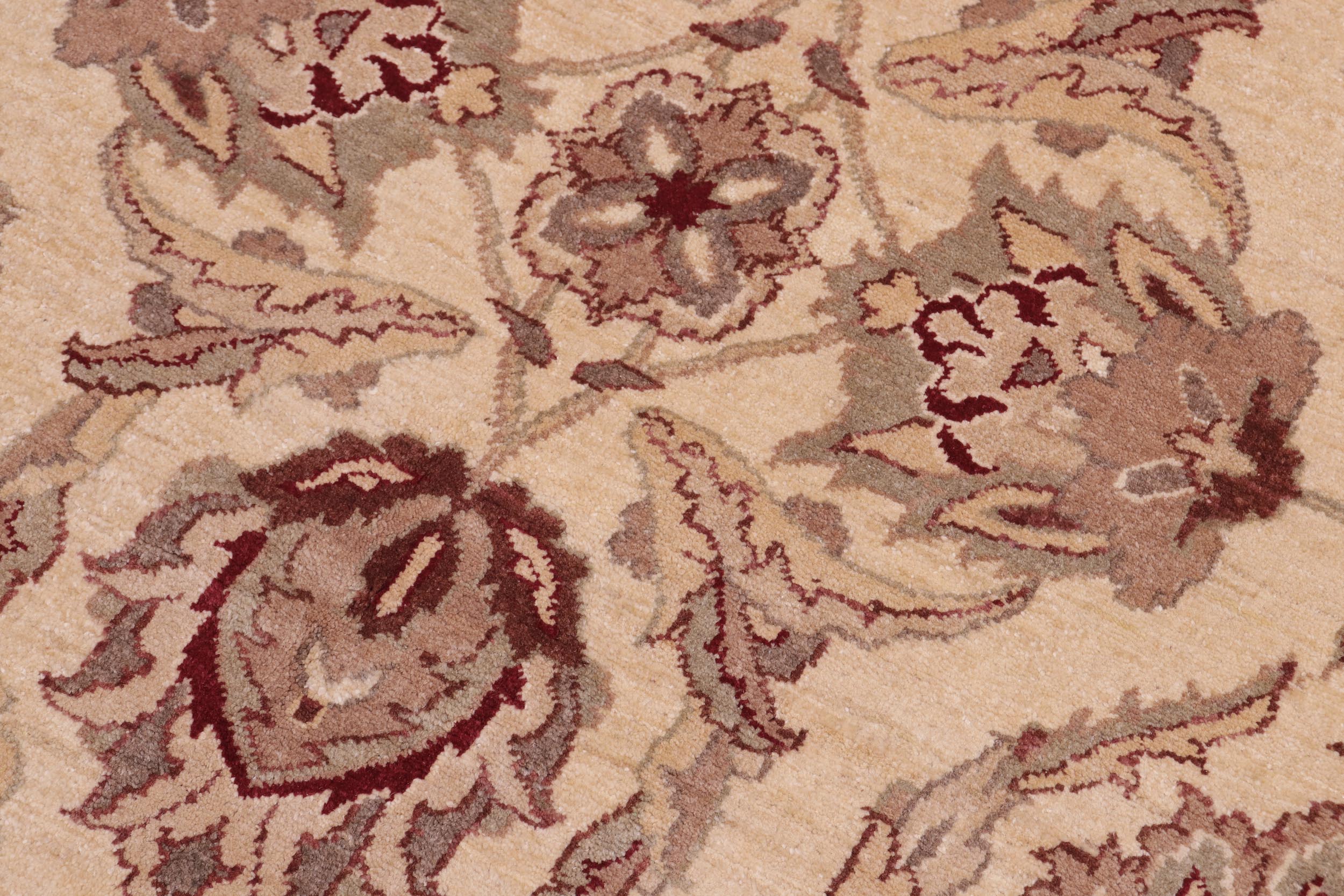 handmade Transitional Kafkaz Ivory Brown Hand Knotted RECTANGLE 100% WOOL area rug 5' x 7'