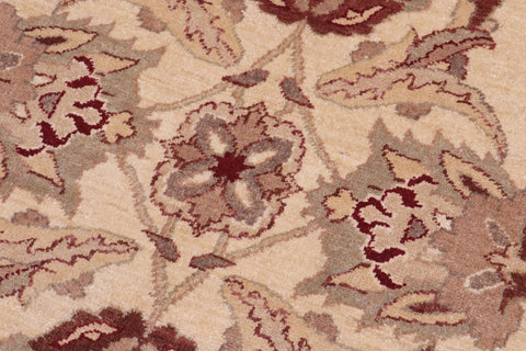 handmade Transitional Kafkaz Ivory Brown Hand Knotted RECTANGLE 100% WOOL area rug 5' x 7'