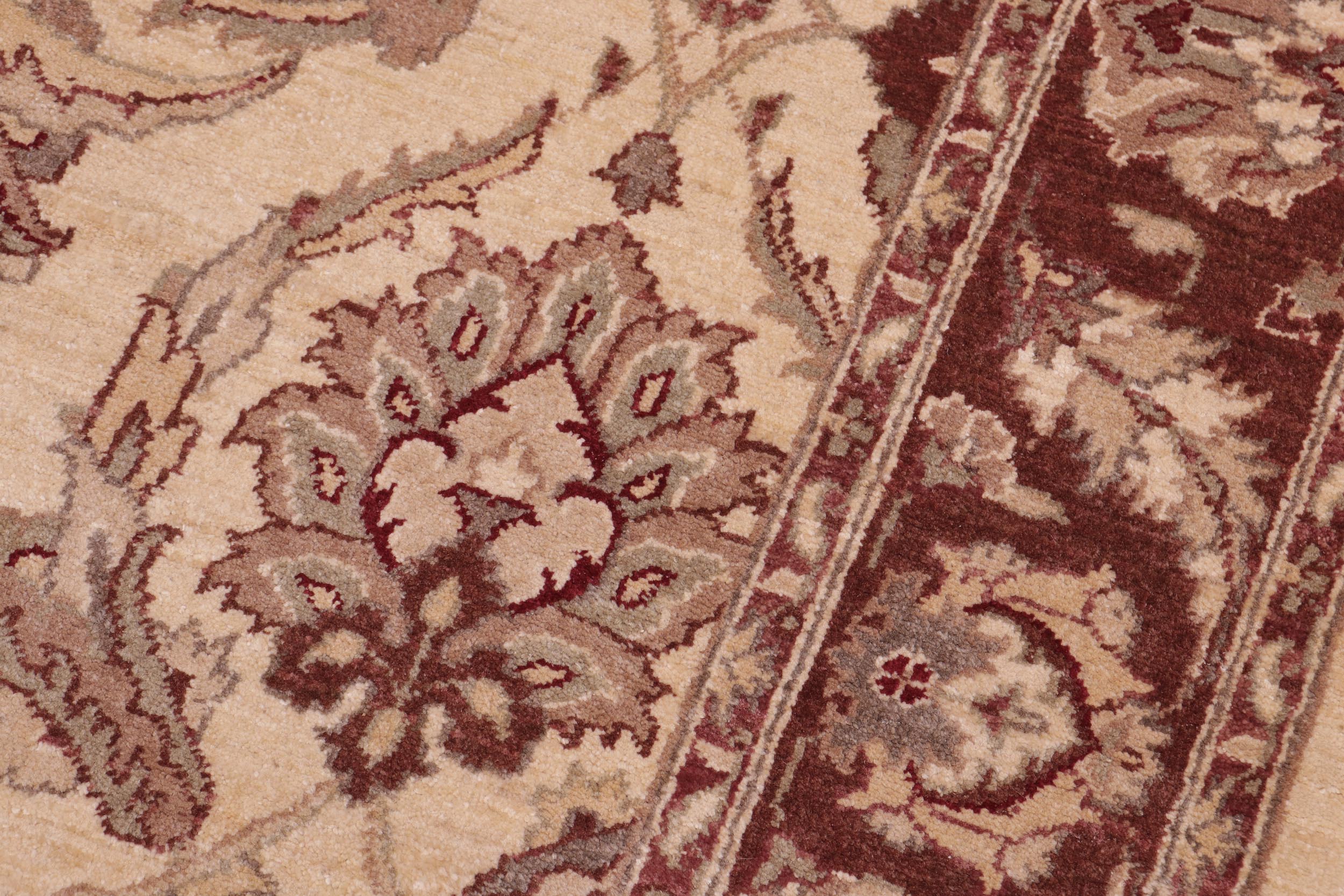 handmade Transitional Kafkaz Ivory Brown Hand Knotted RECTANGLE 100% WOOL area rug 5' x 7'
