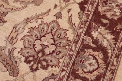 handmade Transitional Kafkaz Ivory Brown Hand Knotted RECTANGLE 100% WOOL area rug 5' x 7'