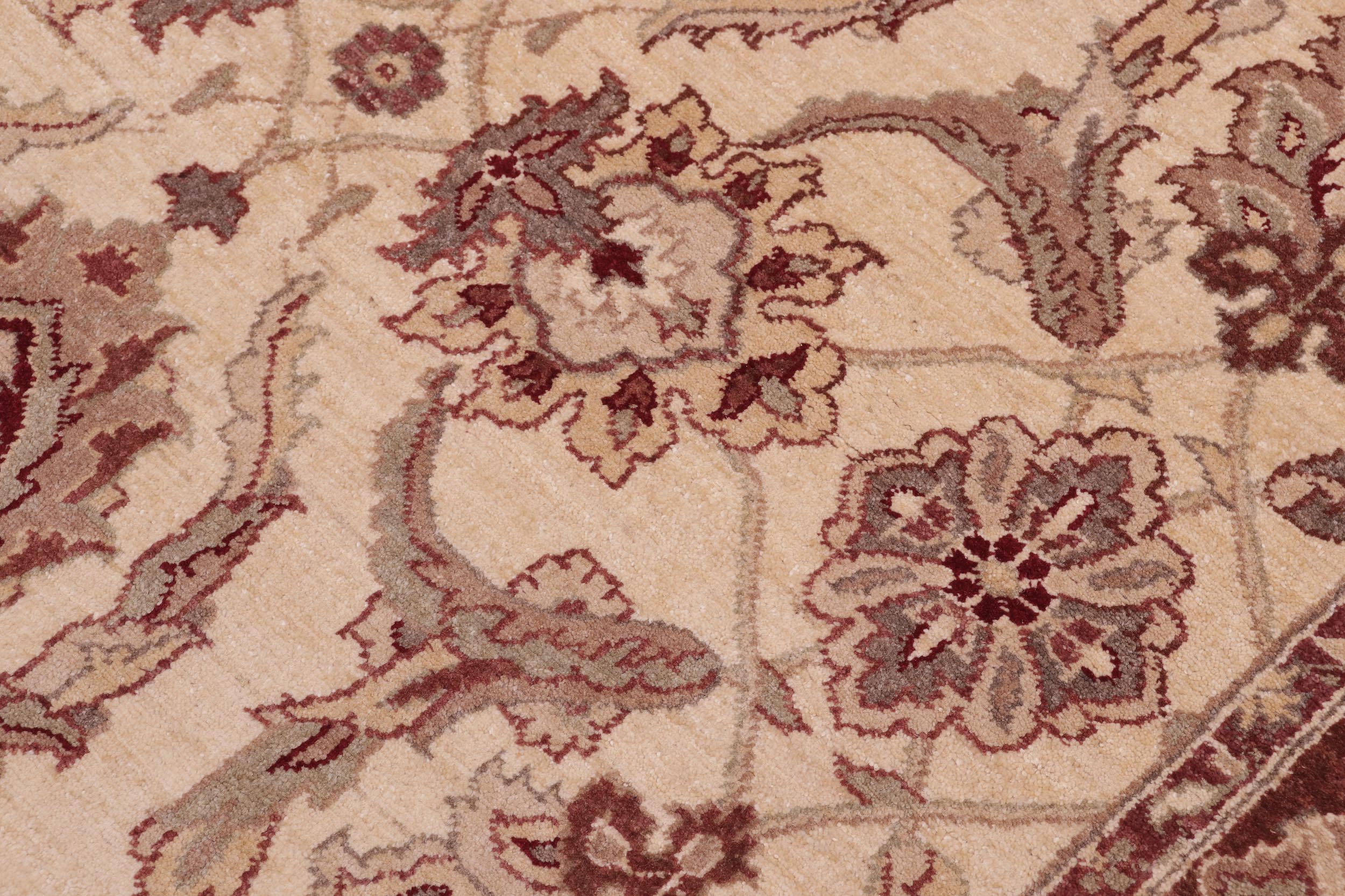 handmade Transitional Kafkaz Ivory Brown Hand Knotted RECTANGLE 100% WOOL area rug 5' x 7'