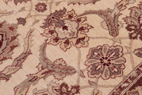 handmade Transitional Kafkaz Ivory Brown Hand Knotted RECTANGLE 100% WOOL area rug 5' x 7'
