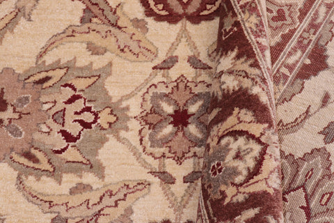 handmade Transitional Kafkaz Ivory Brown Hand Knotted RECTANGLE 100% WOOL area rug 5' x 7'