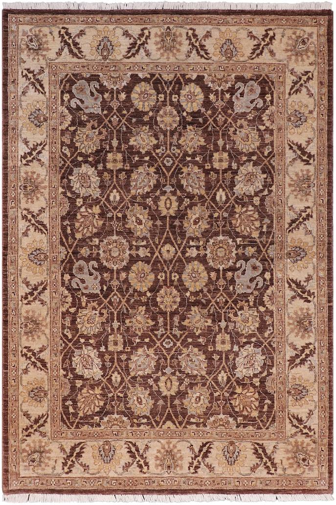 handmade Traditional Kafkaz Brown Tan Hand Knotted RECTANGLE 100% WOOL area rug 5X7
