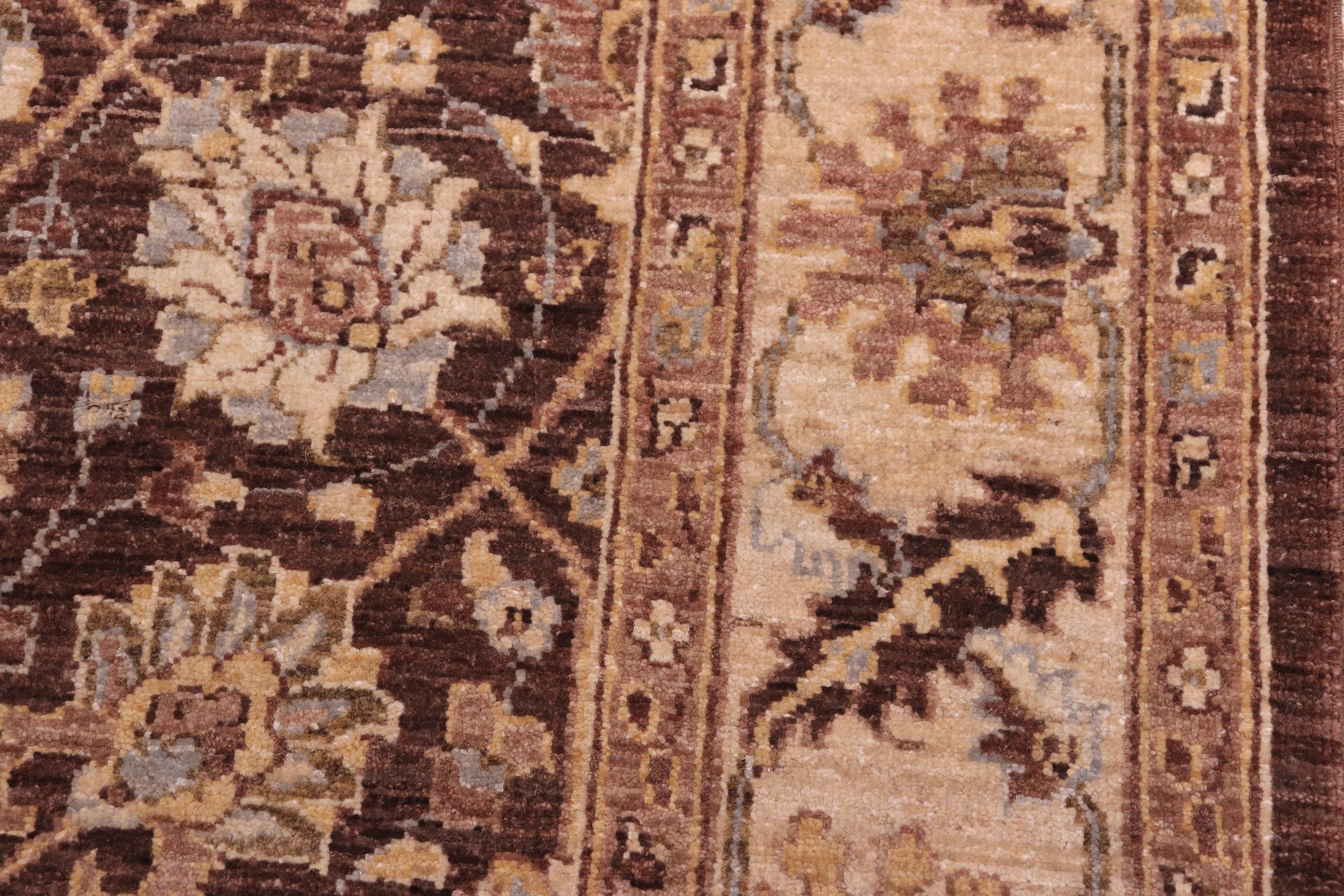 handmade Transitional Kafkaz Brown Tan Hand Knotted RECTANGLE 100% WOOL area rug 5' x 7'