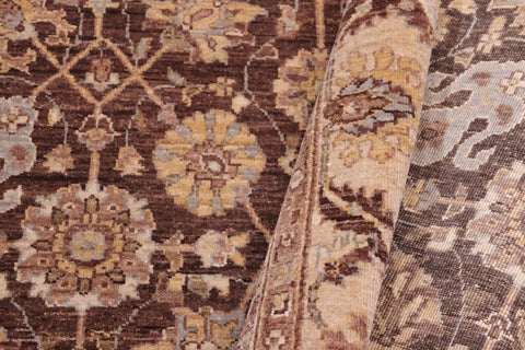 handmade Transitional Kafkaz Brown Tan Hand Knotted RECTANGLE 100% WOOL area rug 5' x 7'