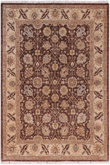 handmade Traditional Kafkaz Brown Tan Hand Knotted RECTANGLE 100% WOOL area rug 5X7