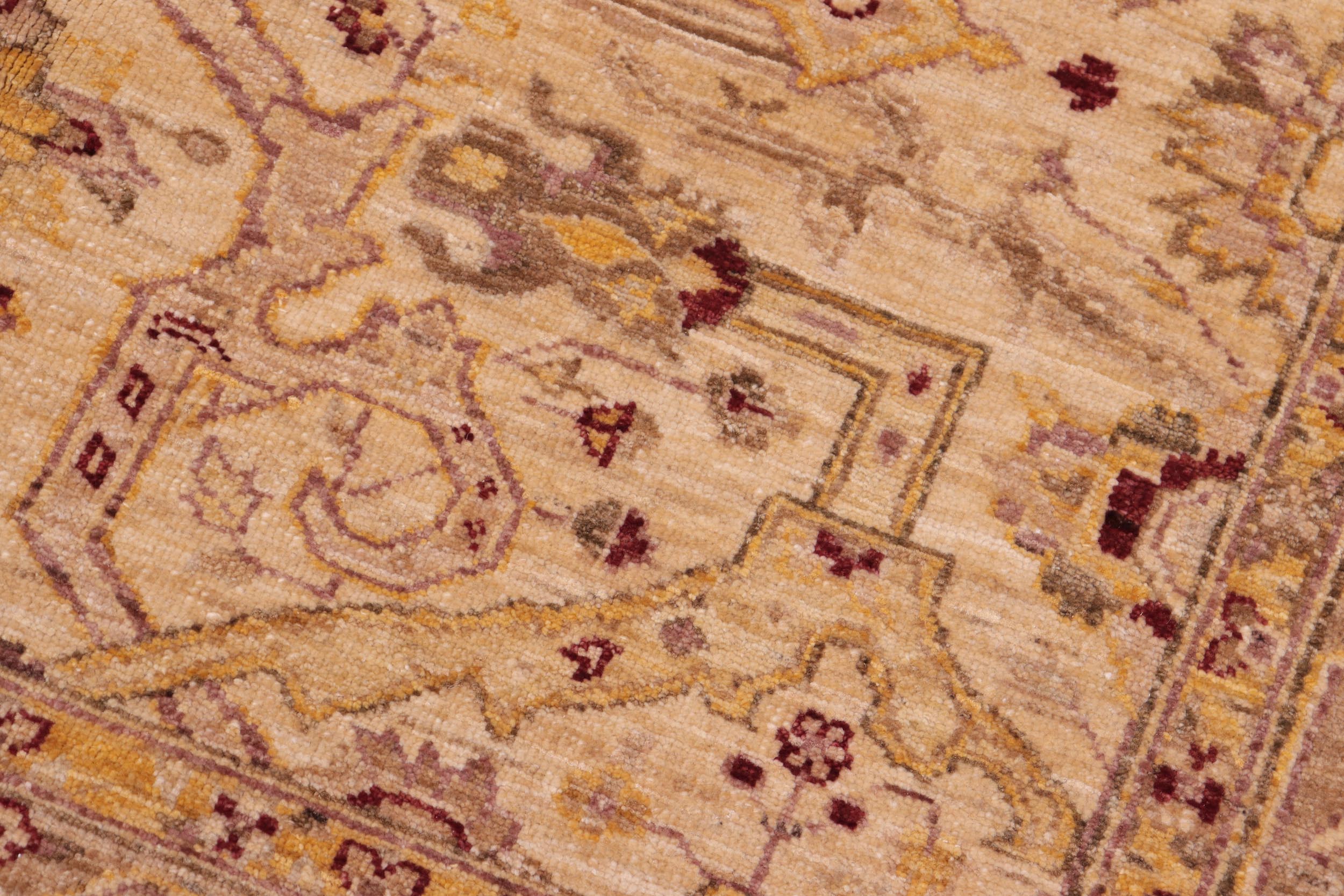handmade Traditional Kafkaz Tan Gold Hand Knotted RECTANGLE 100% WOOL area rug 5x7