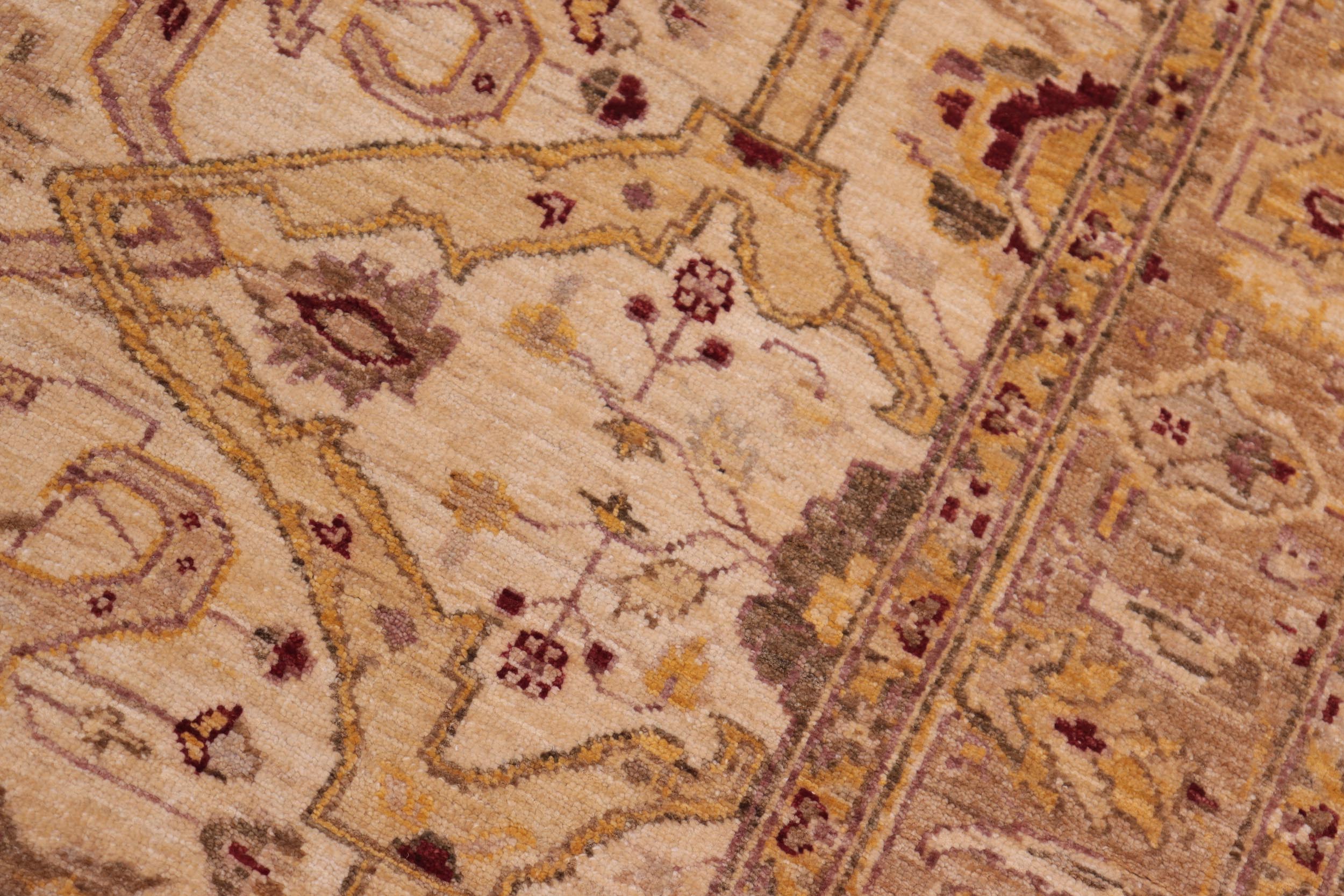 handmade Traditional Kafkaz Tan Gold Hand Knotted RECTANGLE 100% WOOL area rug 5x7