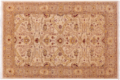 handmade Traditional Kafkaz Tan Gold Hand Knotted RECTANGLE 100% WOOL area rug 5x7