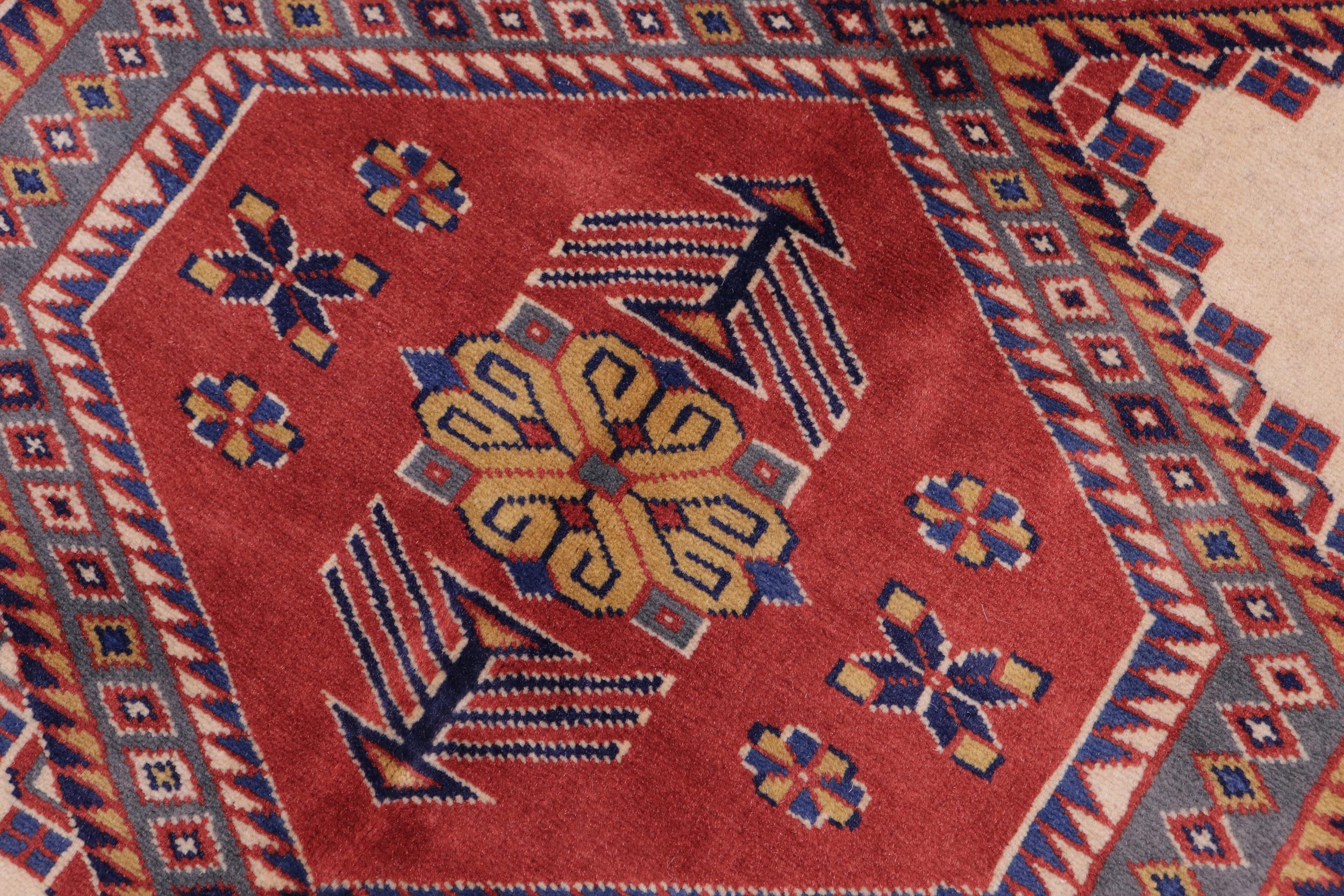handmade Geometric Sherwan Beige Blue Hand Knotted RECTANGLE 100% WOOL area rug 5x7