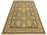 handmade Transitional Design Tan Teal Hand Knotted RECTANGLE 100% WOOL area rug 5x7
