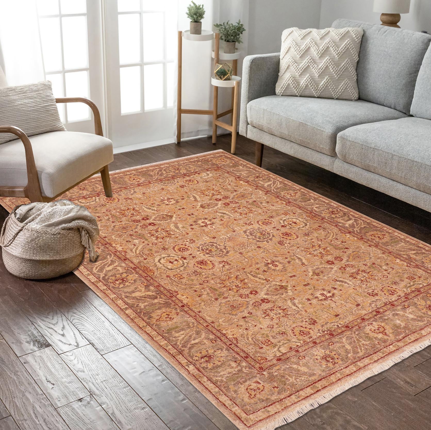 handmade Traditional Kafkaz Tan Lt. Brown Hand Knotted RECTANGLE 100% WOOL area rug 5x7