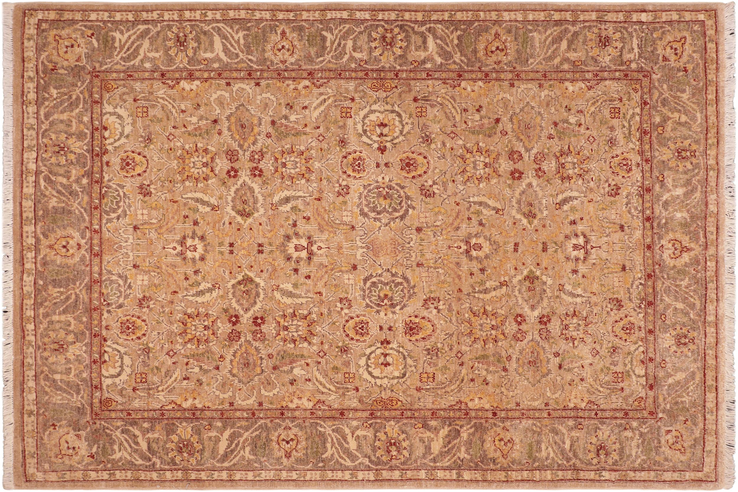 handmade Traditional Kafkaz Tan Lt. Brown Hand Knotted RECTANGLE 100% WOOL area rug 5x7