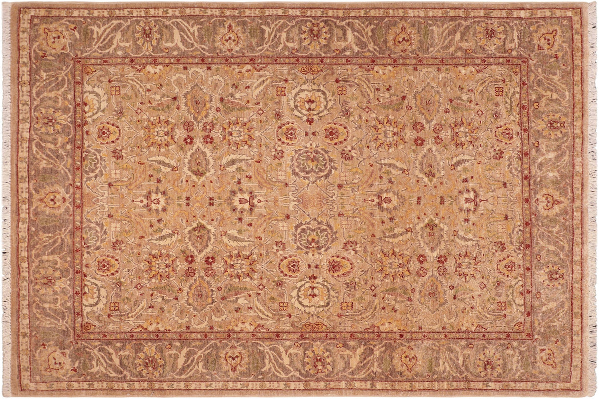 handmade Traditional Kafkaz Tan Lt. Brown Hand Knotted RECTANGLE 100% WOOL area rug 5x7