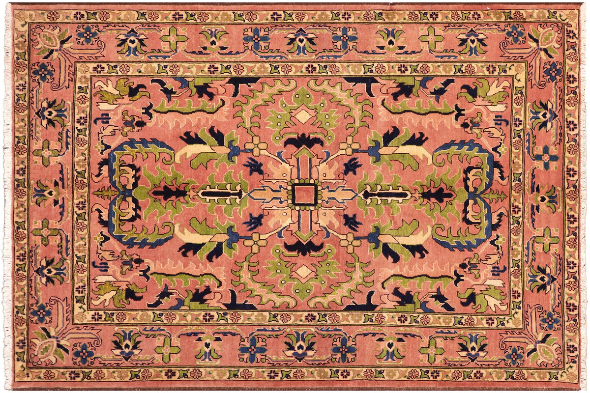 handmade Traditional Kafkaz Rust Rust Hand Knotted RECTANGLE 100% WOOL area rug 5x7