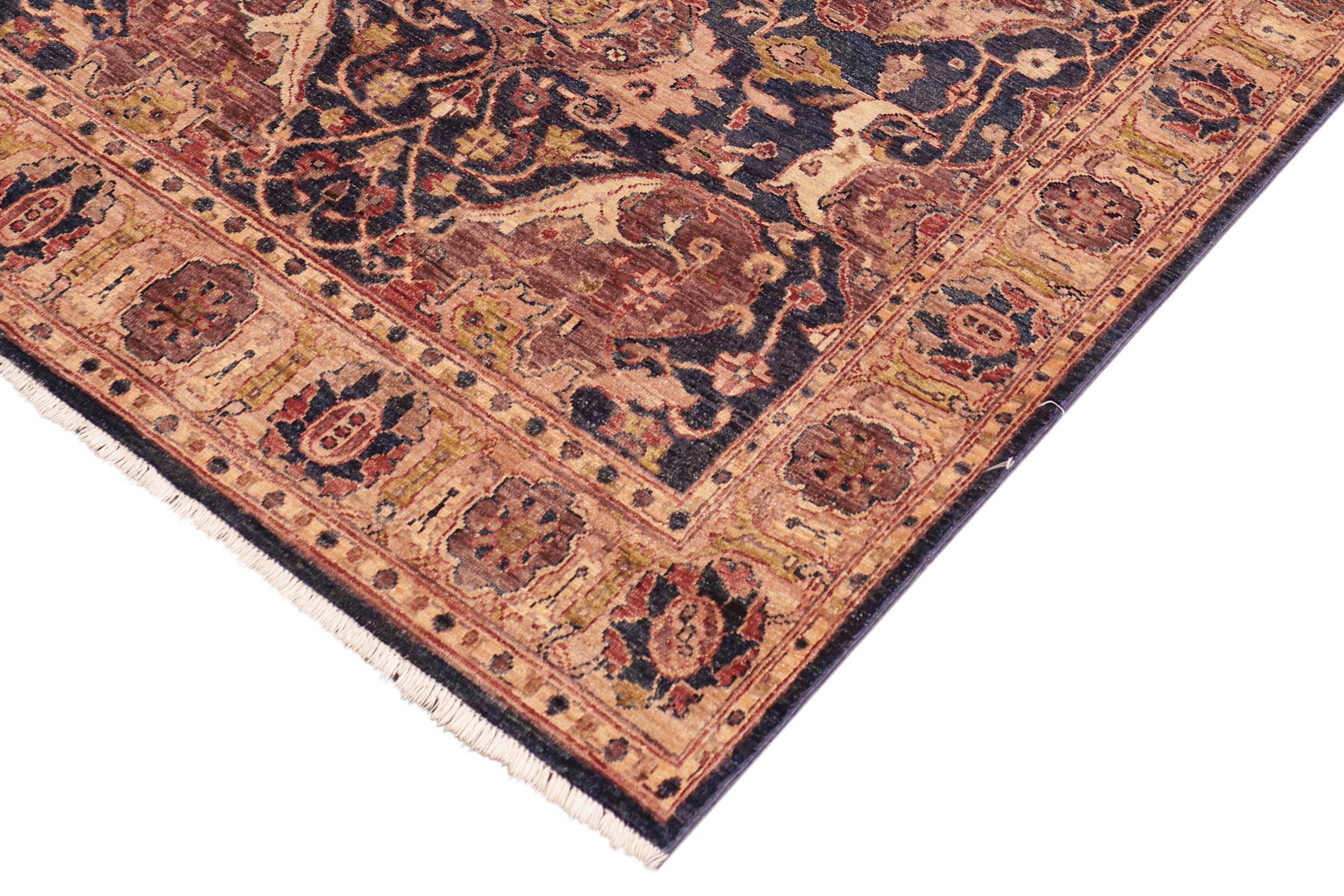handmade Traditional Kafkaz Blue Gold Hand Knotted RECTANGLE 100% WOOL area rug 5x7