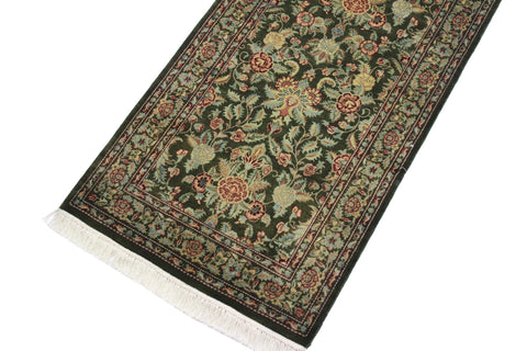 handmade Traditional Kashan Green Red Hand Knotted RUNNER 100% WOOL area rug 3' x 11'