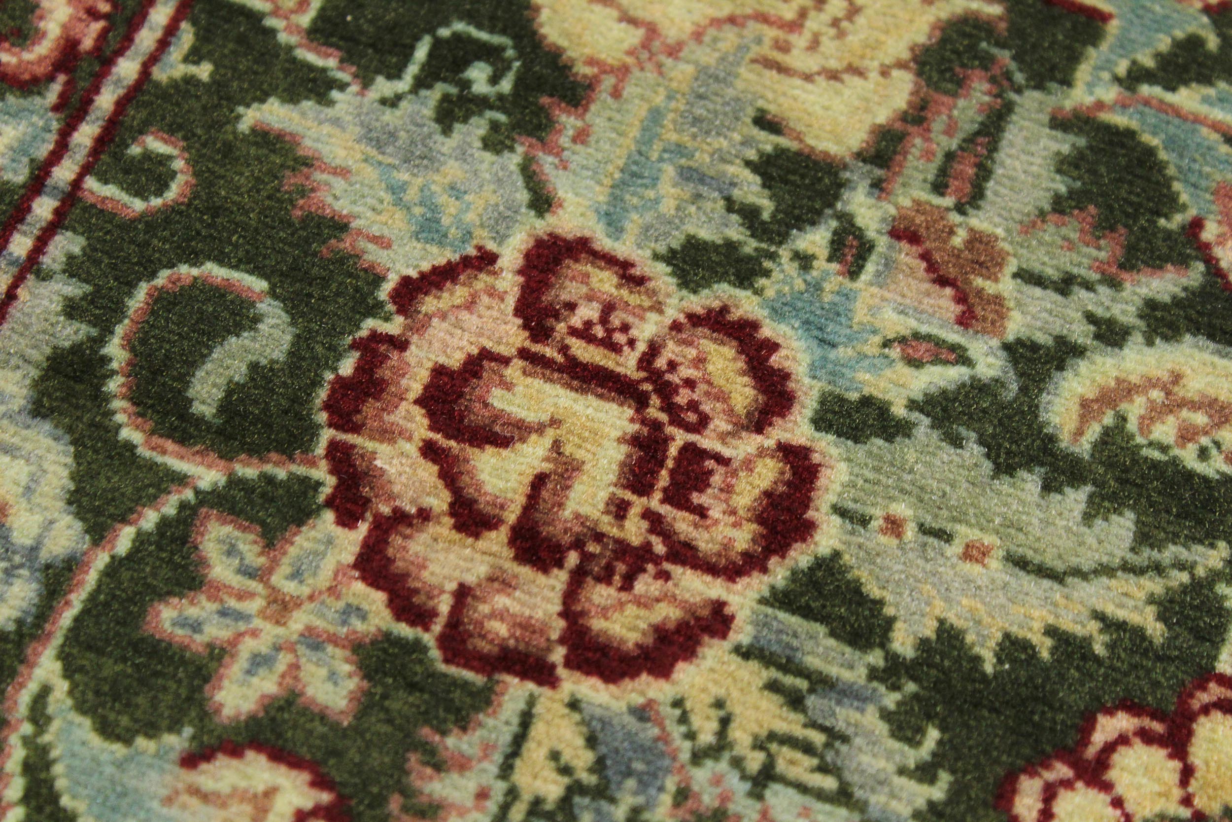 handmade Traditional Kashan Green Red Hand Knotted RUNNER 100% WOOL area rug 3' x 11'