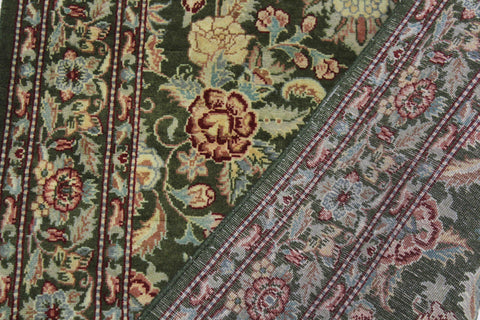 handmade Traditional Kashan Green Red Hand Knotted RUNNER 100% WOOL area rug 3' x 11'