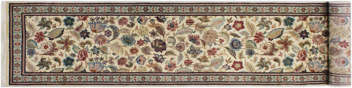 handmade Traditional Gulberg Beige Green Hand Knotted RUNNER 100% WOOL area rug 3x13