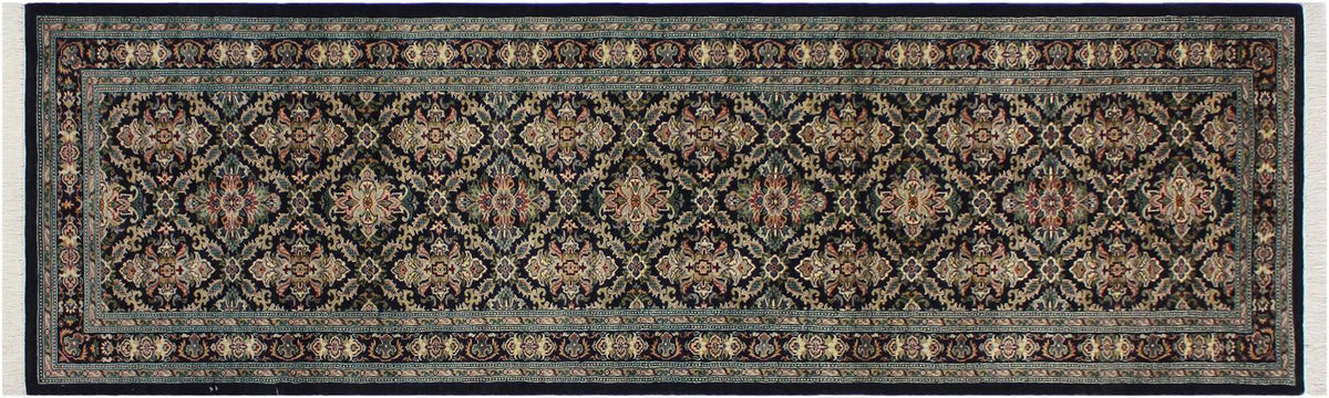 handmade Traditional Tabriz Black Pink Hand Knotted RUNNER 100% WOOL area rug 3x10