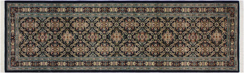 handmade Traditional Tabriz Black Pink Hand Knotted RUNNER 100% WOOL area rug 3x10