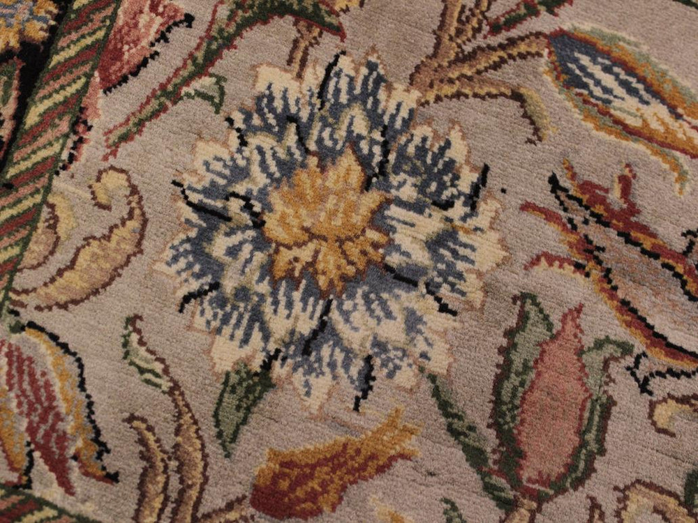 handmade Traditional Kamal Taupe Black Hand Knotted RUNNER 100% WOOL area rug 3x8