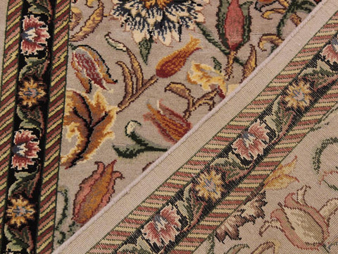 handmade Traditional Kamal Taupe Black Hand Knotted RUNNER 100% WOOL area rug 3x8