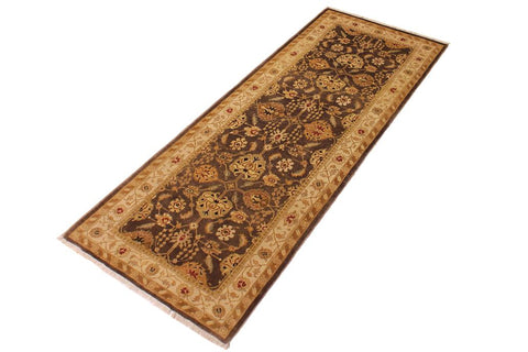 handmade Transitional Kafkaz Brown Beige Hand Knotted RUNNER 100% WOOL area rug 3'X8'