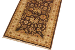 handmade Transitional Kafkaz Brown Beige Hand Knotted RUNNER 100% WOOL area rug 3'X8'