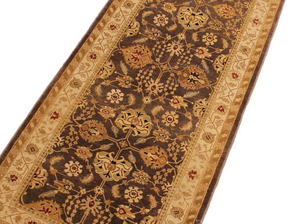 handmade Transitional Kafkaz Brown Beige Hand Knotted RUNNER 100% WOOL area rug 3'X8'