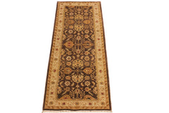 handmade Transitional Kafkaz Brown Beige Hand Knotted RUNNER 100% WOOL area rug 3'X8'