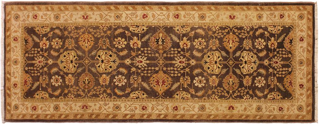 handmade Transitional Kafkaz Brown Beige Hand Knotted RUNNER 100% WOOL area rug 3'X8'