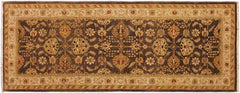 handmade Transitional Kafkaz Brown Beige Hand Knotted RUNNER 100% WOOL area rug 3'X8'