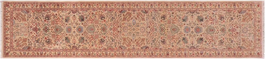 handmade Transitional  Lt. Gray Ivory Hand Knotted RUNNER 100% WOOL area rug 3'X12'