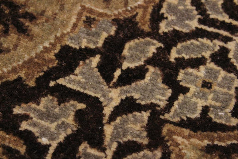 handmade Transitional Veg Dye Brown Gold Hand Knotted RUNNER 100% WOOL area rug 3'X11'