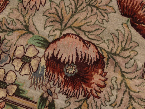 handmade Traditional Nawazish Taupe Green Hand Knotted RUNNER 100% WOOL area rug 2x12