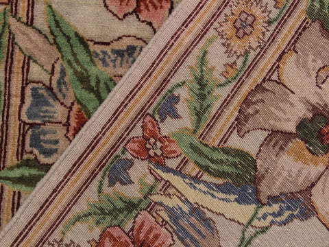 handmade Traditional Nawazish Taupe Green Hand Knotted RUNNER 100% WOOL area rug 2x12