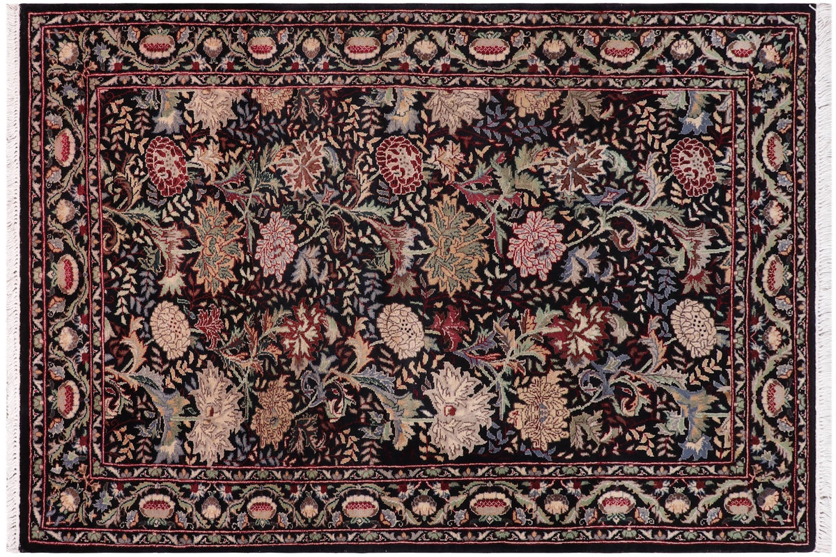 handmade Transitional Morris Black Black Hand Knotted RECTANGLE 100% WOOL area rug 3x5