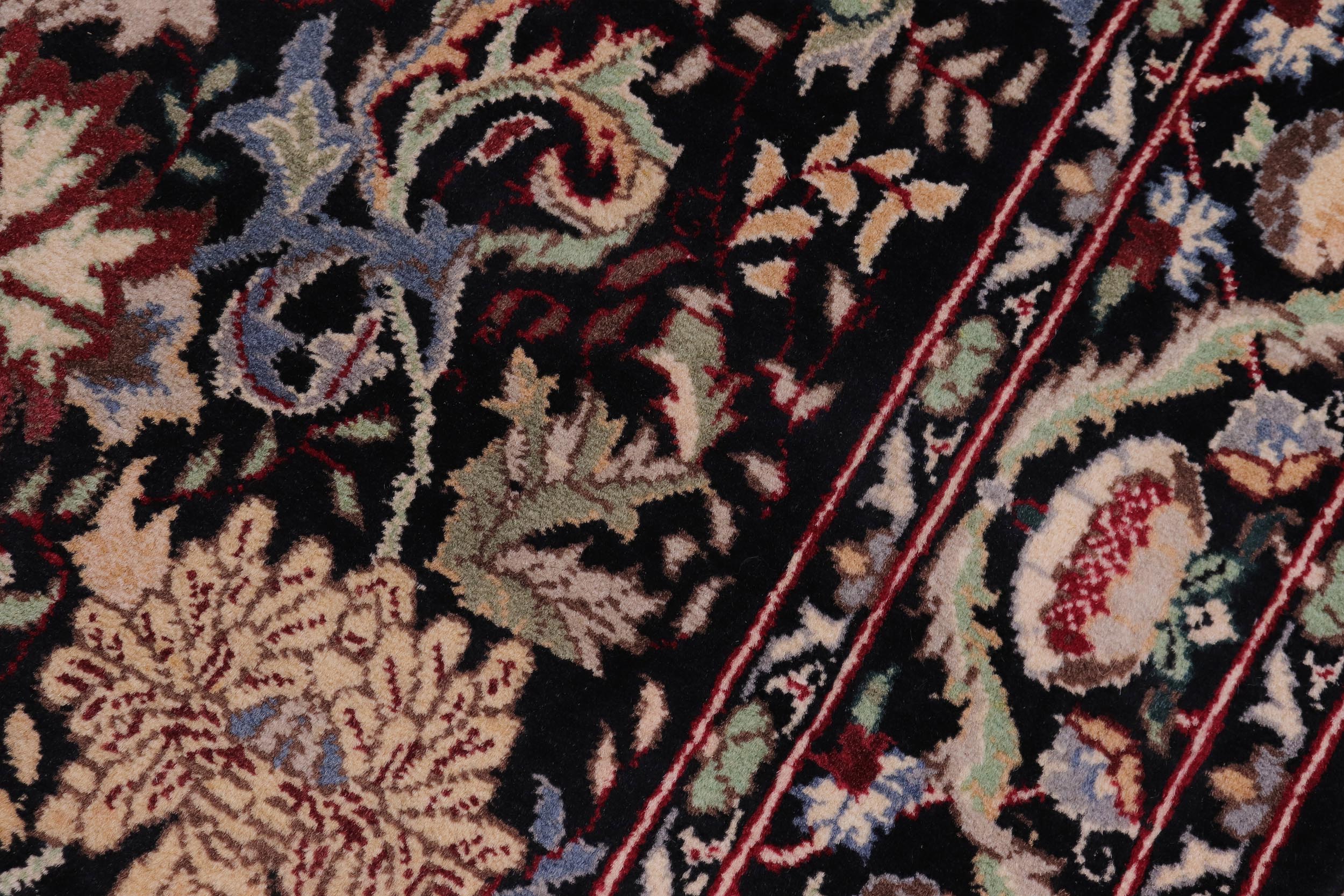 handmade Transitional Morris Black Black Hand Knotted RECTANGLE 100% WOOL area rug 3x5