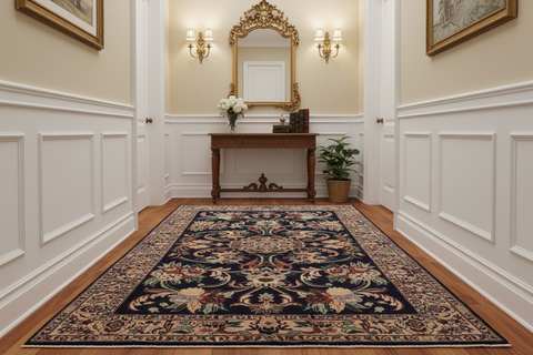 handmade Traditional Anarlaki Blue Ivory Hand Knotted RECTANGLE 100% WOOL area rug 3x5