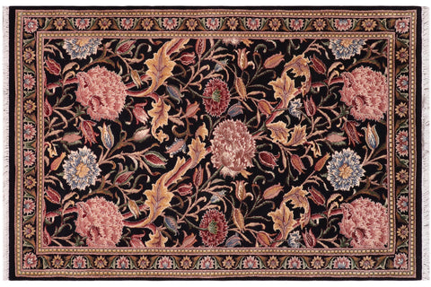 handmade Transitional Kamal Black Black Hand Knotted RECTANGLE 100% WOOL area rug 3x5