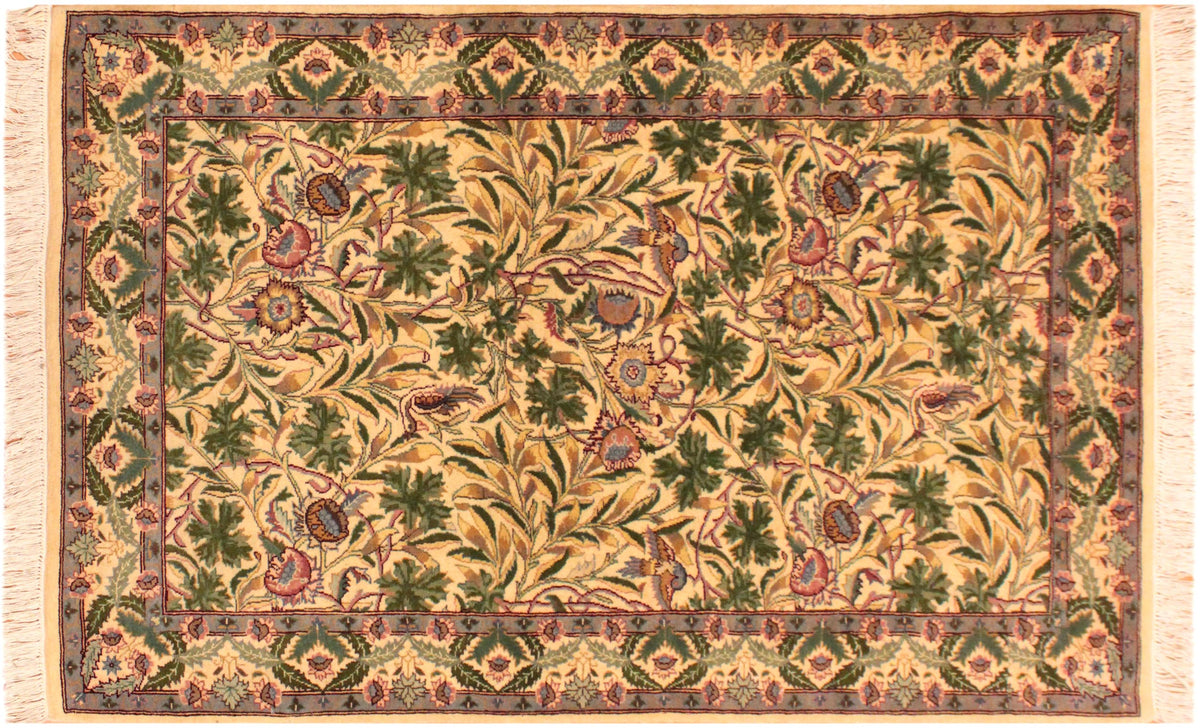 handmade Transitional Imran Beige Green Hand Knotted RECTANGLE 100% WOOL area rug 3x5