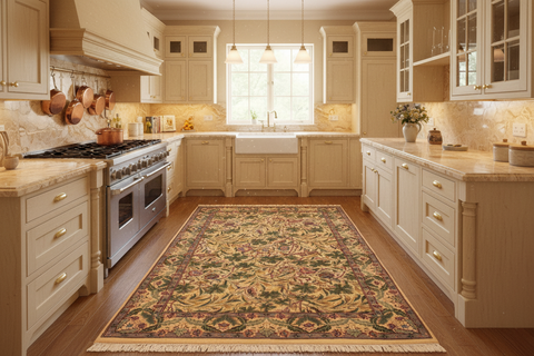 handmade Transitional Imran Beige Green Hand Knotted RECTANGLE 100% WOOL area rug 3x5