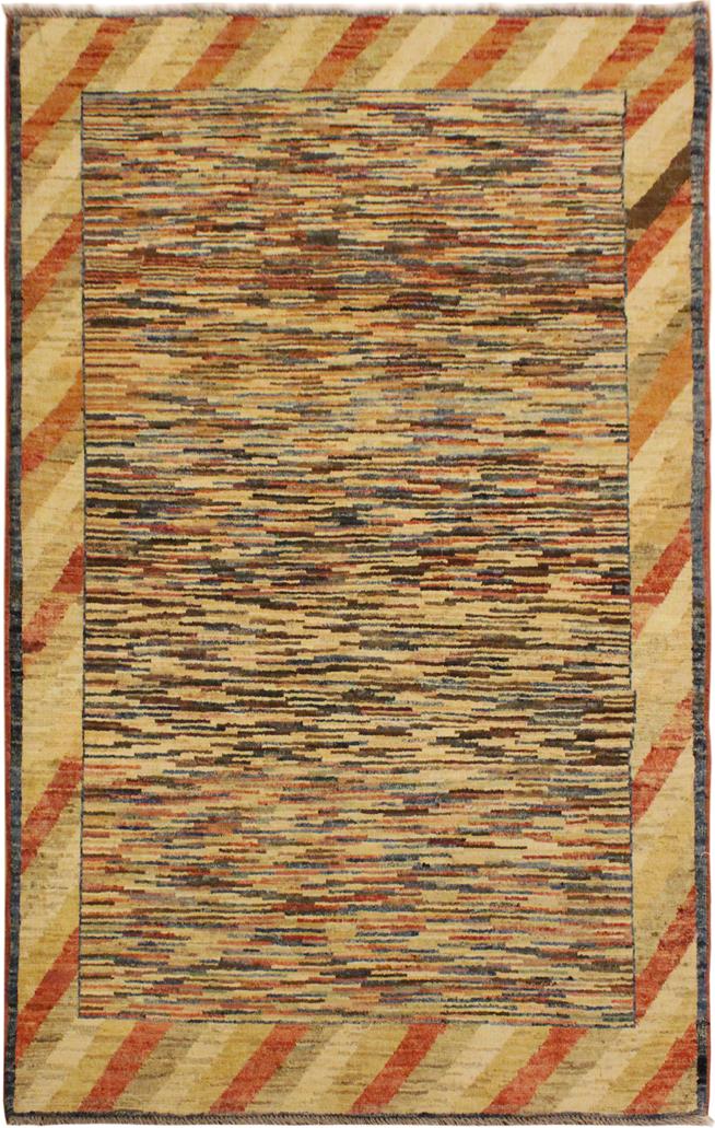 handmade Modern Gabbeh Blue Beige Hand Knotted RECTANGLE 100% WOOL area rug 3 X5 