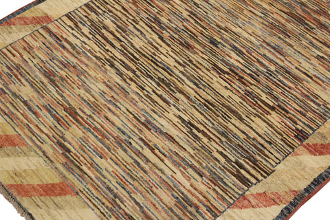 handmade Modern Gabbeh Blue Beige Hand Knotted RECTANGLE 100% WOOL area rug 3' x 5'