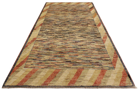 handmade Modern Gabbeh Blue Beige Hand Knotted RECTANGLE 100% WOOL area rug 3' x 5'