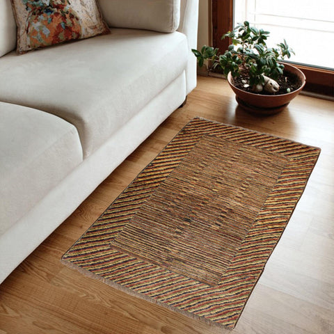 handmade Modern Gabbeh Blue Green Hand Knotted RECTANGLE 100% WOOL area rug 3' x 5'